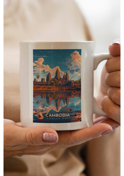 Cambodia- Kamboçya- Angkor Wat Baskılı Premium Kupa Bardak