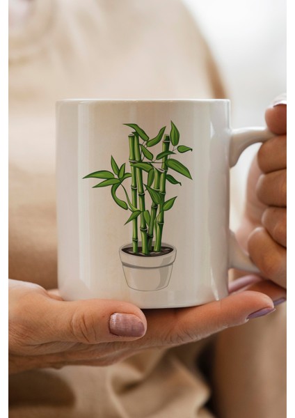 Saksıda Bambu Baskılı Kupa Bardak