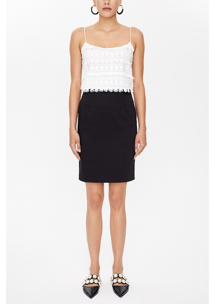 Siyah Diz Üstü, Düz Dar Etek 81118