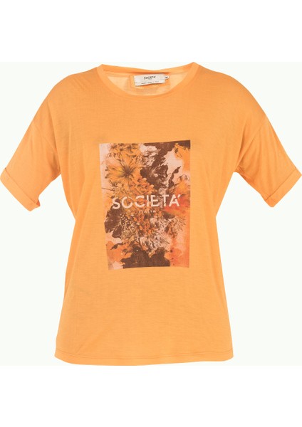 Turuncu Baskılı Basic Tshirt 19560 indirimleri