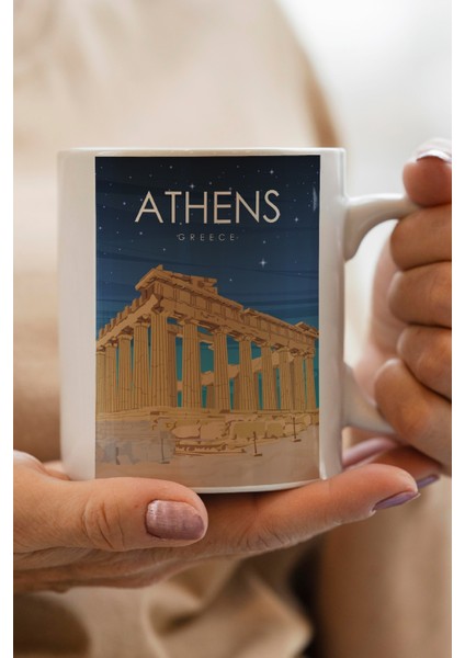 Greece- Yunanistan- Athens Baskılı Premium Kupa Bardak
