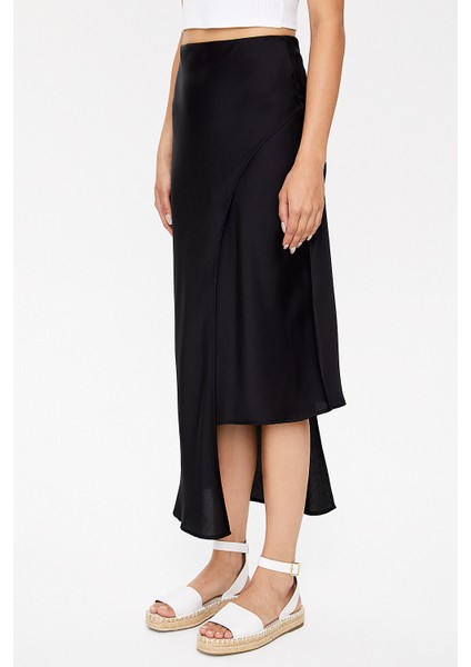 Siyah Asimetrik Kesim Dar Etek 81114 modelleri