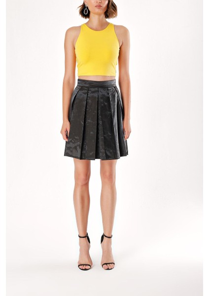 Siyah Yüksek Bel Pilili Kloş Etek 80760 fiyatları