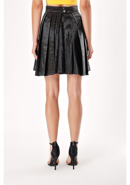 Siyah Yüksek Bel Pilili Kloş Etek 80760 fırsatları