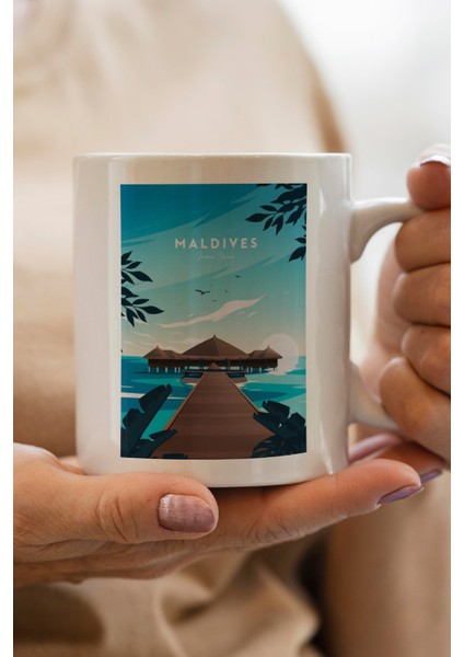 Maldives- Maldivler Baskılı Premium Kupa Bardak