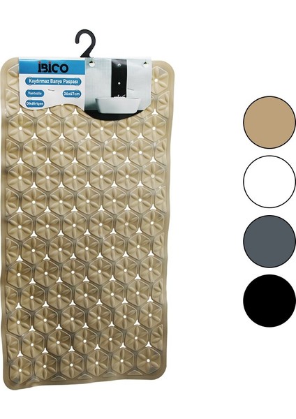 Dikdörtgen - Plastik Kabartma Çiçek Desen- Renkli 92PCS Vantuz Kaydırmaz Banyo- Küvet Paspas 36X67CM (5263)
