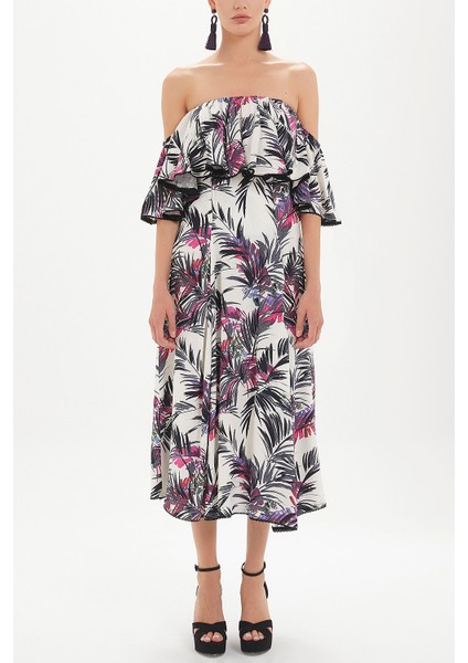 Desenli Yüksek Bel Pilili Etek 81018