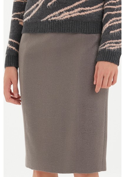 Açık Kahve Üzerine Varak Baskılı Kalem Etek 80765 modelleri