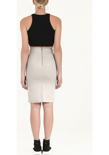 Gri Yüksek Bel Kalem Etek 80519 fırsatları