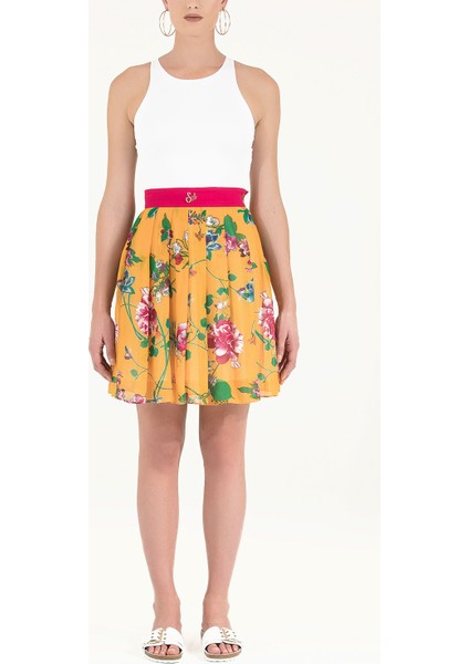 Sarı Desenli Ipek Etek 80408