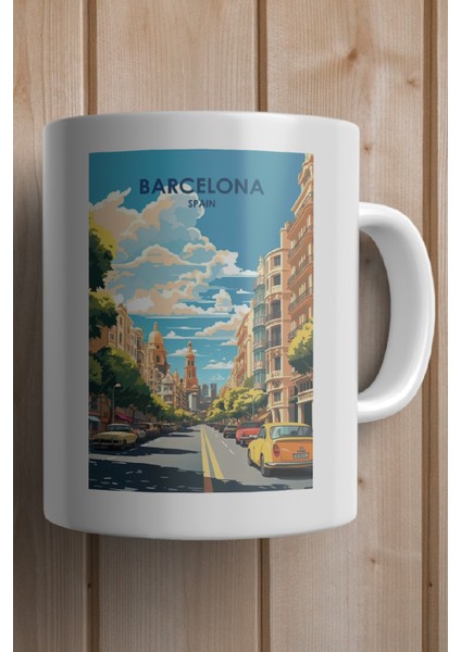 Spain- Barcelona Baskılı Premium Kupa Bardak fiyatları