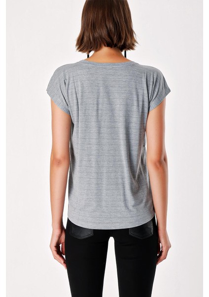 Gri V Yaka Basic Tshirt 19713 fırsatları