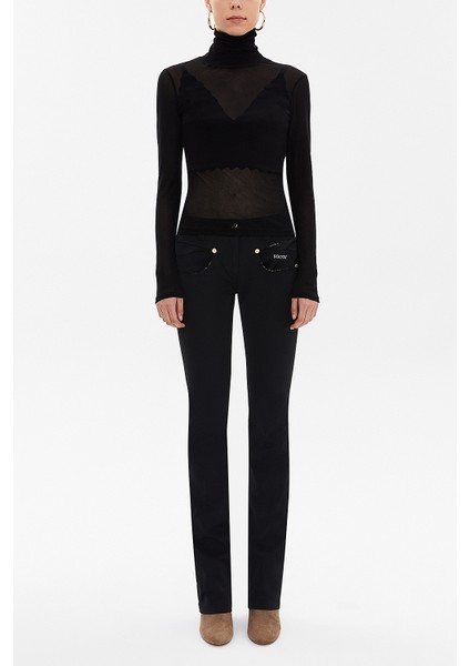 Siyah Metal Aksesuarlı Pantolon 40571