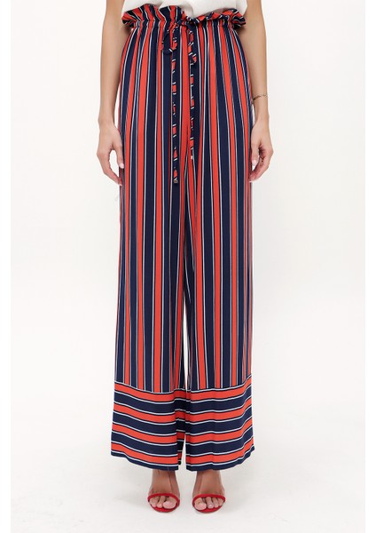 Kırmızı Beli Lastikli Bol Paça Pantolon 41346