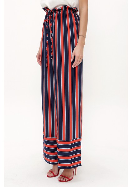 Kırmızı Beli Lastikli Bol Paça Pantolon 41346 modelleri
