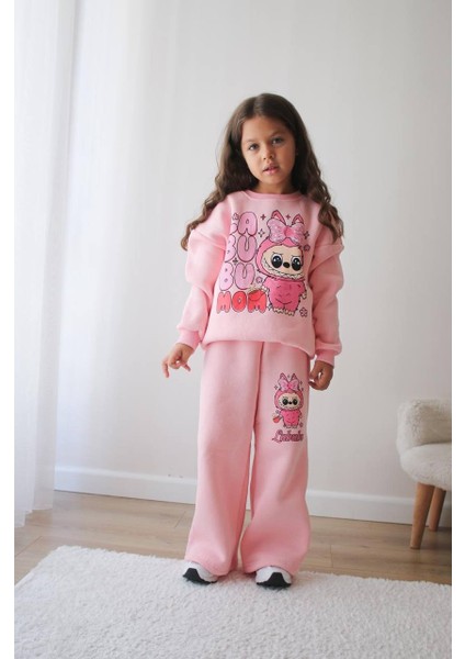 Kız Çocuk Labubu Modelli 3 Iplik Şardonlu Eşofman Takımı fiyatları