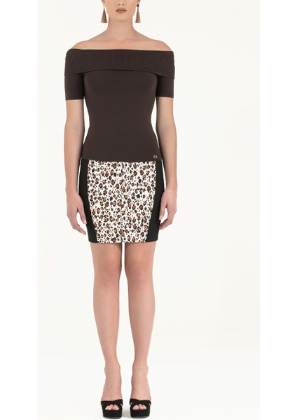 Kahve Düşük Omuz Örme Bluz 19477