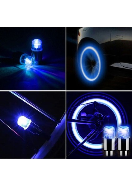 ® 2 Li Mavi LED Hava Valfi Işık Kapakları-Gece Parlayan Lastik Lambası Sibop Kapağı indirimleri
