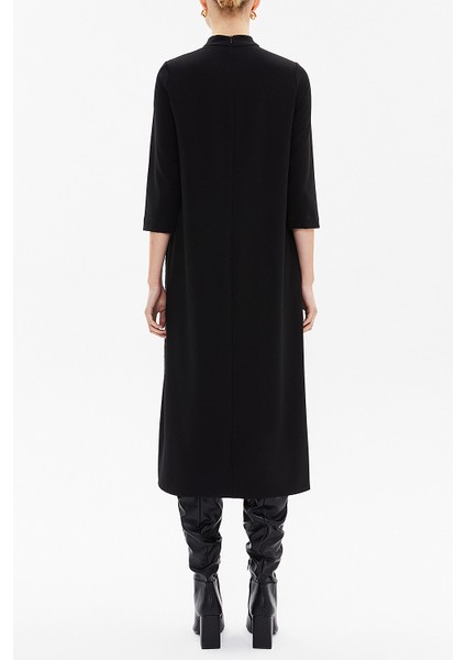 Siyah V Yaka Payetli Bol Kesim Midi Elbise 92227 fırsatları