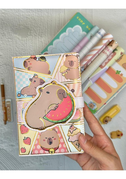 Capybara Kahverengi Özel Tasarım Renkli Resimli Defter/notebook/günlük/bullet Journal
