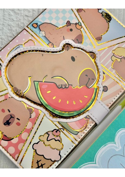 Capybara Kahverengi Özel Tasarım Renkli Resimli Defter/notebook/günlük/bullet Journal modelleri