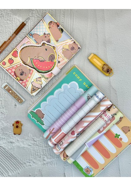 Capybara Kahverengi Özel Tasarım Renkli Resimli Defter/notebook/günlük/bullet Journal indirimleri