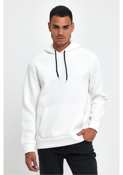 Erkek Kapşonlu Rahat Kalıp Içi Polarlı 3 Iplik Kalın Sweatshırt SPR25SW55