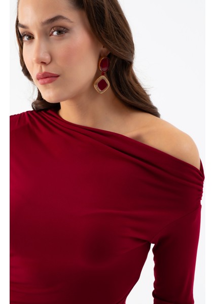 Kadın Bordo Düğüm Detay Uzun Örme Elbise indirimleri