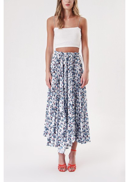 Beyaz Mavi Beli Lastikli Piliseli Etek 81218 fiyatları