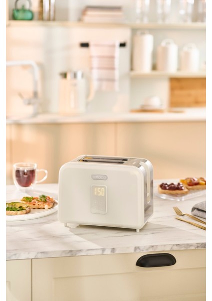 Bej Retro Ekmek Kızartma Makinesi, Pratik ve Şık Tasarım
