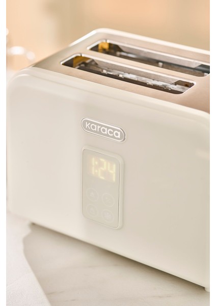 Bej Retro Ekmek Kızartma Makinesi, Pratik ve Şık Tasarım