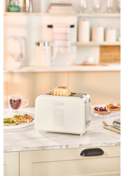 Bej Retro Ekmek Kızartma Makinesi, Pratik ve Şık Tasarım
