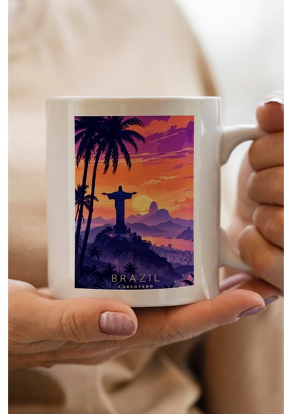 Brazil- Corcovado Baskılı Premium Kupa Bardak
