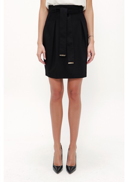 Siyah Kemerli Yüksek Bel Etek 80697 fiyatları