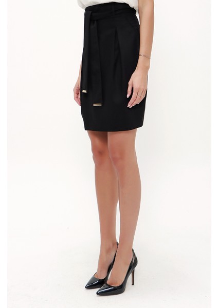 Siyah Kemerli Yüksek Bel Etek 80697 modelleri