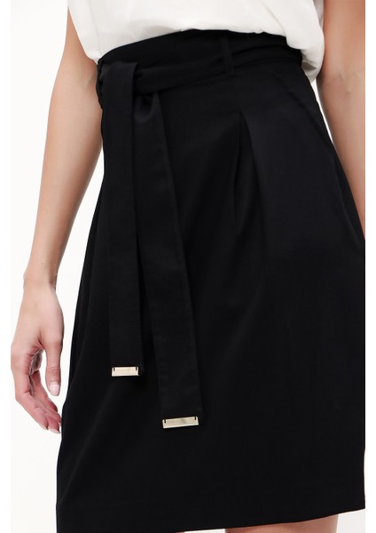 Siyah Kemerli Yüksek Bel Etek 80697 fırsatları
