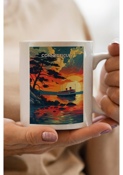 Connecticut Baskılı Kupa Bardak
