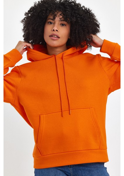 Kadın Kapşonlu Rahat Kalıp Içi Polarlı 3 Iplik Sweatshırt SPR24SWK55 fırsatları