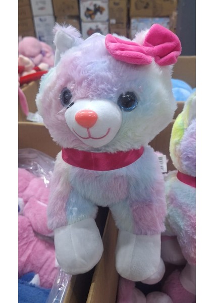 40 cm Miyavlayan Peluş Kedi | Pembe Tokalı Peluş Oyuncak | Sesli ve Sevimli Peluş Kedi fiyatları