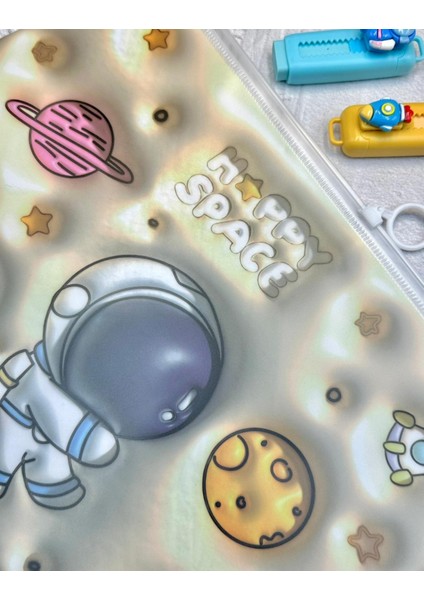 Galaksi Macerası Şeffaf Tek Bölmeli A4 Fermuarlı Dosya Klasörü / Belge Dosyası/düzenleyici Klasör fırsatları