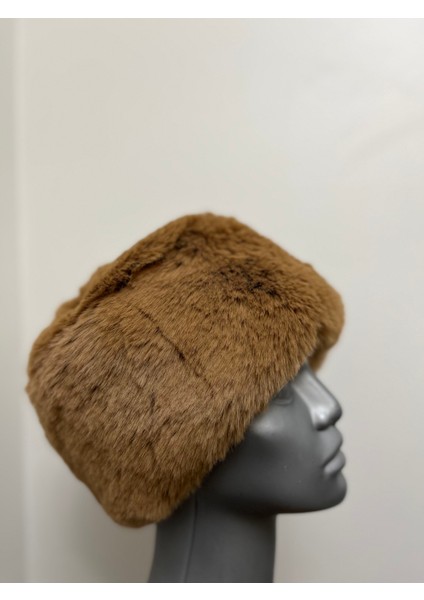 Kadın Kışlık Kalpak Şapka - Peluş Dış, Iç Astar, Sıcak ve Şık (2 Numara 58 Cm)