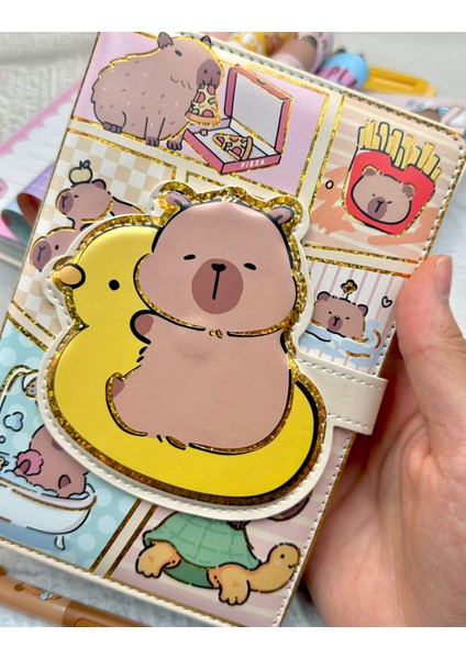 Ördek Ile Capybara Özel Tasarım Renkli Resimli Defter/notebook/günlük/bullet Journal fırsatları