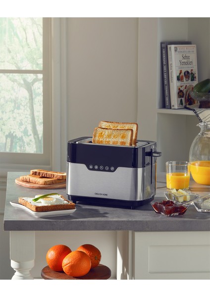 Dijital 920W Ekmek Kızartma Makinesi, Siyah-Krom, Şık ve Pratik Kullanım