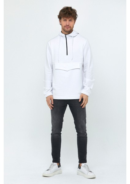 Erkek Kapşonlu Regular Fit Yarım Ferm.kargo Cepli Ince Sweatshirt SPR22SW171 fiyatları