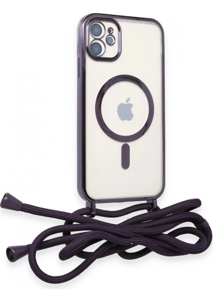 iPhone 11 Kılıf Divo Lazer Askılı Magsafe Kapak - Derin Mor fiyatları
