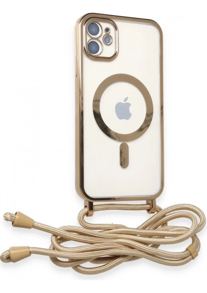 iPhone 11 Kılıf Divo Lazer Askılı Magsafe Kapak - Gold fiyatları