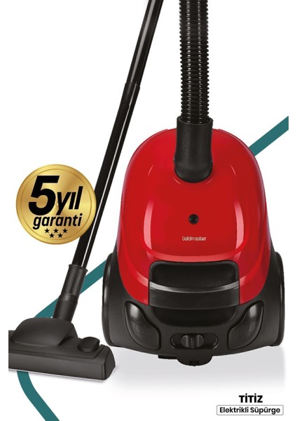 Kırmızı Yıkanabilir Toz Torbalı Elektrikli Süpürge 2,5l 900W 5 Yıl Garantili