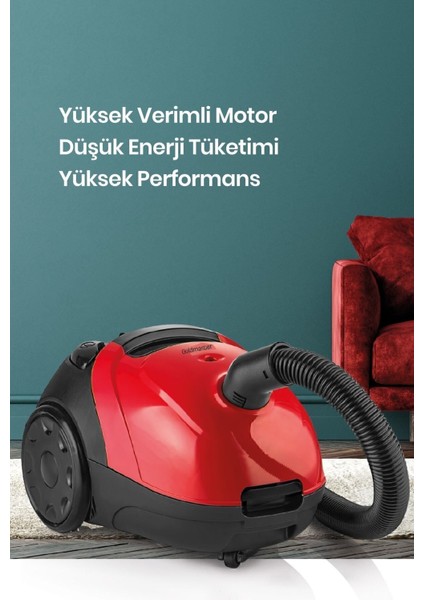 Kırmızı Yıkanabilir Toz Torbalı Elektrikli Süpürge 2,5l 900W 5 Yıl Garantili fırsatları