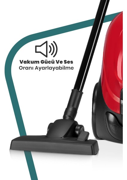 Kırmızı Yıkanabilir Toz Torbalı Elektrikli Süpürge 2,5l 900W 5 Yıl Garantili