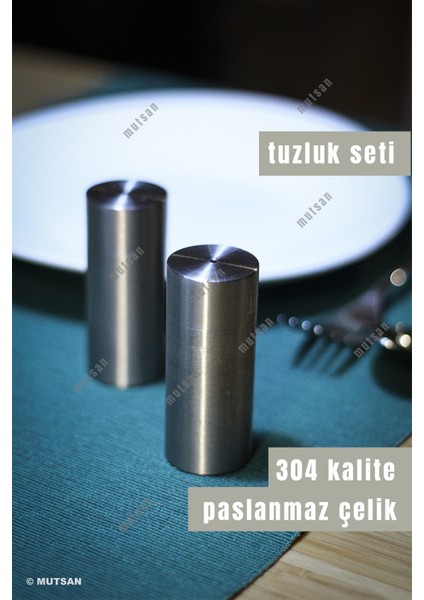 2'li Paslanmaz Çelik Tuzluk ve Karabiberlik Seti | 304 Kalite Ikili Tuzluk Biberlik Seti